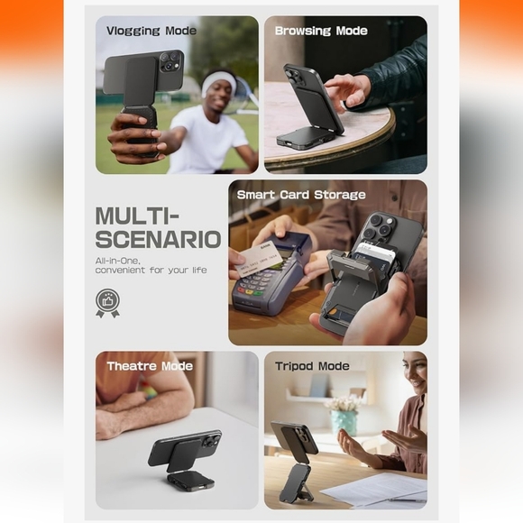 NWT SUPCASE for MagSafe Wallet with Stand, Phone Credit Card Holder Tripod - Picture 4 of 7